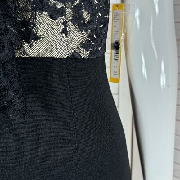 Alice + Olivia Odette Lace Top Halter Mini Sheath Dress Black Size 2 Coquette - Picture 6 of 13